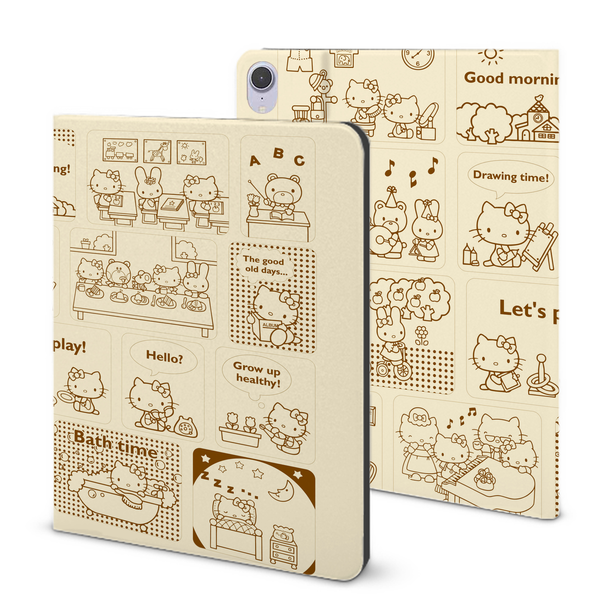（画像用） Hello Kitty ハローキティ IPad ケース ブック型 PUレザー TPU 耐衝撃 軽量 薄型 ペン収納なし 全面保護 IPad 各モデル対応